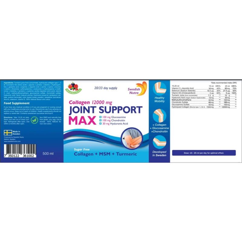 Колаген комплекс за стави / Collagen Joint Support MAX SWEDISH NUTRA - 500 ml съдържание 1 - MagHerbs.com