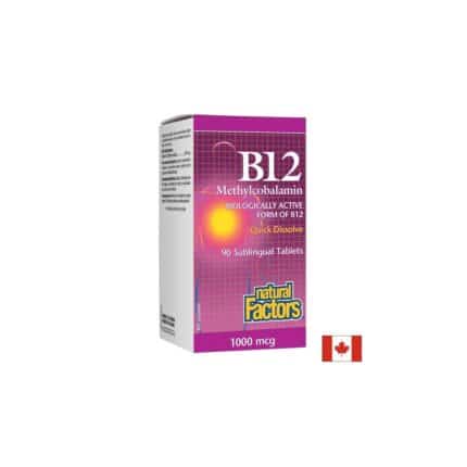 Витамин Б12 Метилкобаламин / Vitamin B12 Methylcobalamin 1000 µg Natural Factors - 90 таблетки