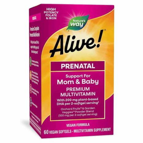 Алайв! Мултивитамини за бременни с растителна DHA / Alive! Complete Prenatal Multi-Vitamin Nature's Way - 60 Софтгел капсули