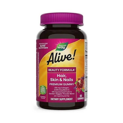 Алайв! Коса, кожа и нокти - премиум формула / Alive! Hair, Skin & Nails Multivitamin Gummy Premium Formula Nature's Way - 60 Желирани таблетки