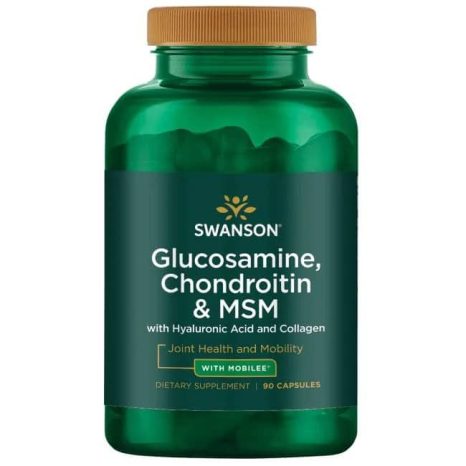 Глюкозамин, хондроитин и МСМ с хиалуронова киселина и колаген / Glucosamine Chondroitin and MSM Swanson – 90 капсули