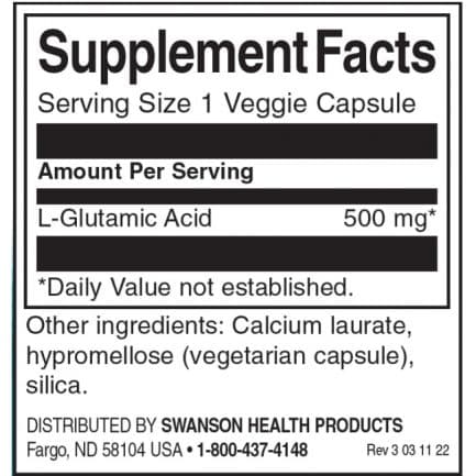 Глутаминова киселина / Glutamic Acid Swanson – 60 капсули съдържание 1 - MagHerbs.com
