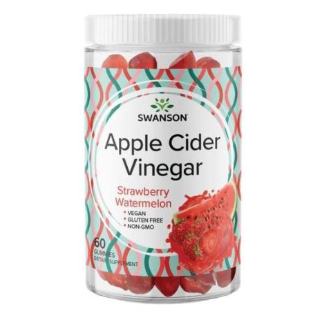 Ябълков оцет дъвчащи таблетки с вкус на диня и ягода / Apple Cider Vinegar Gummies - Strawberry Watermelon Swanson – 60 таблетки