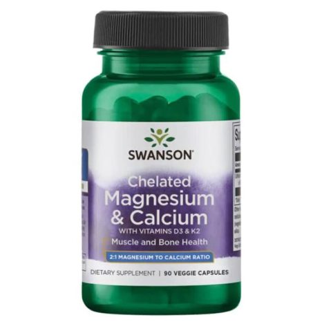 Албион магнезий и калций с витамини D3 и K2 / Albion Magnesium & Calcium with Vitamins D3 & K2 Swanson – 90 веге капсули