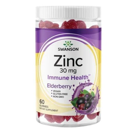 Цинк дъвчащи таблетки с вкус на бъз / Zinc Gummies - Elderberry Swanson - 60 дъвчащи таблетки