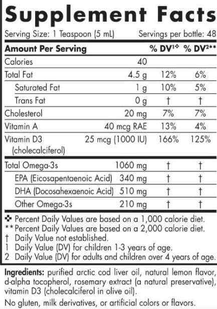Рибено масло / Arctic-D Cod Liver Oil 850 mg Nordic Naturals - 237 мл съдържание 1 - MagHerbs.com