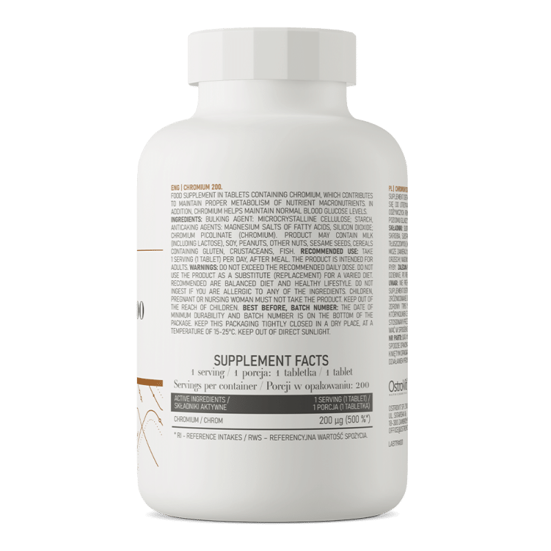 Хром / Chromium 200 OstroVit - 200 Таблетки съдържание 1 - MagHerbs.com