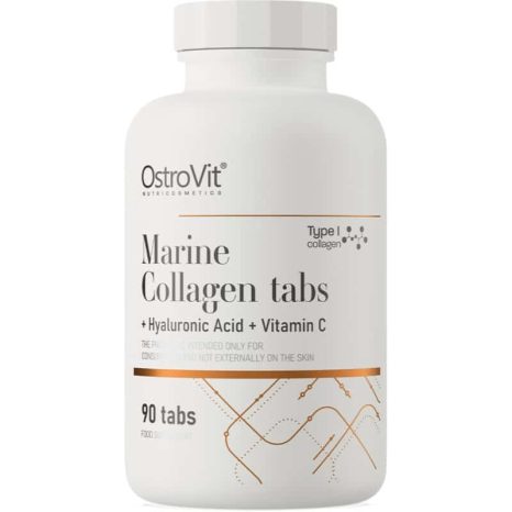 Морски колаген + хиалуронова киселина и витамин С / Marine Collagen + Hyaluronic Acid and Vitamin C OstroVit - 90 Таблетки