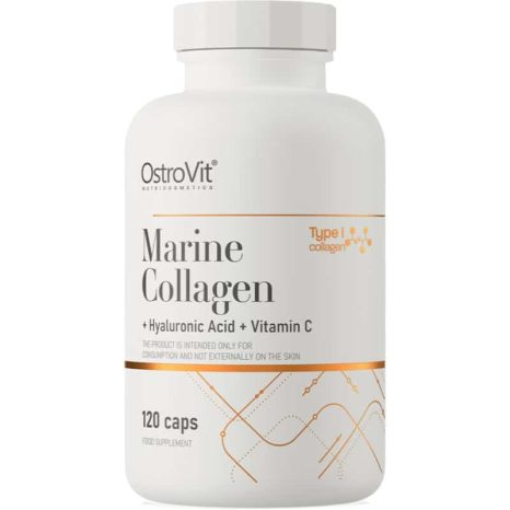 Морски колаген + хиалуронова киселина и витамин С / Marine Collagen + Hyaluronic Acid and Vitamin C OstroVit - 120 капсули