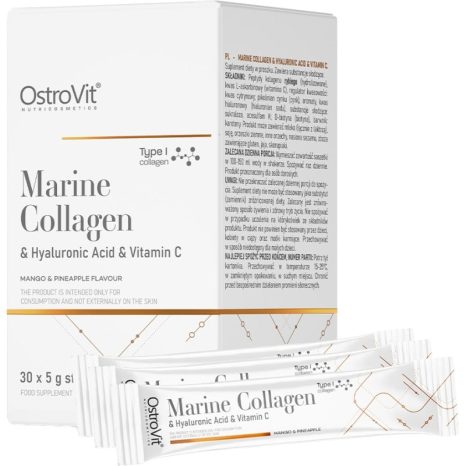 Морски колаген с Хиалуронова киселина и Витамин С / Marine Collagen & Hyaluronic Acid with Vitamin C OstroVit - 30 x 5 грама