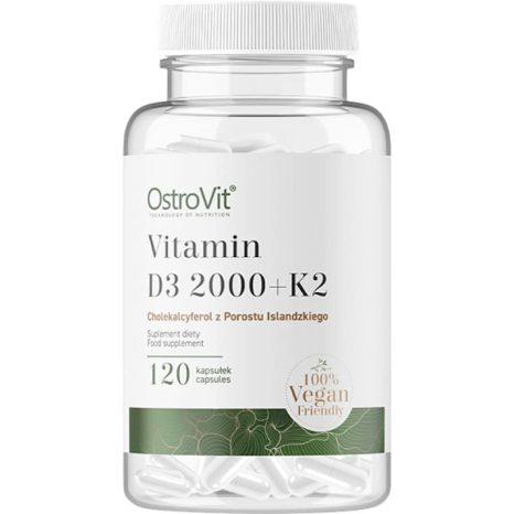 Витамин Д3 + К2 / Vitamin D3 2000 + K2 50 mcg OstroVit - 120 капсули