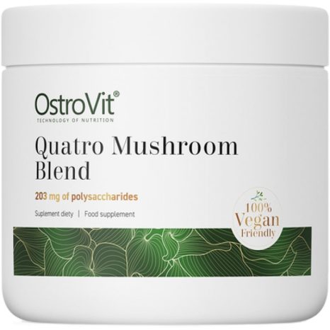 Лъвска Грива, Рейши, Кордицепс и Чага / Quatro Mushroom Blend Powder Lion's Mane, Reishi, Cordycep, Chaga OstroVit - 100 грама