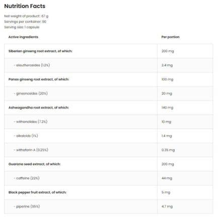 Комплекс троен женшен / Triple Ginseng Complex OstroVit - 90 капсули съдържание 1 - MagHerbs.com