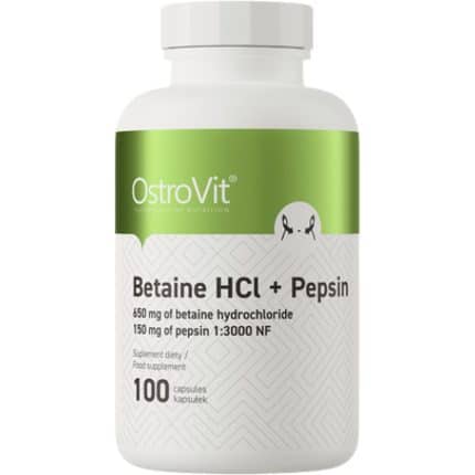 Бетаин HCl + пепсин / Betaine HCl + Pepsin OstroVit - 100 капсули