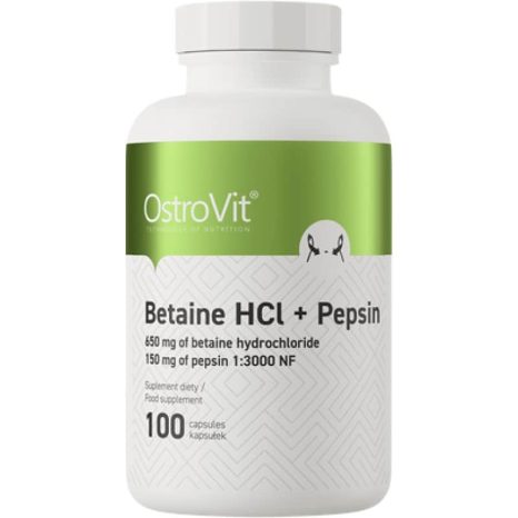 Бетаин HCl + пепсин / Betaine HCl + Pepsin OstroVit - 100 капсули