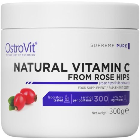 Натурален витамин С на прах от шипки / Natural Vitamin C Powder from Rose Hips OstroVit - 300 грама