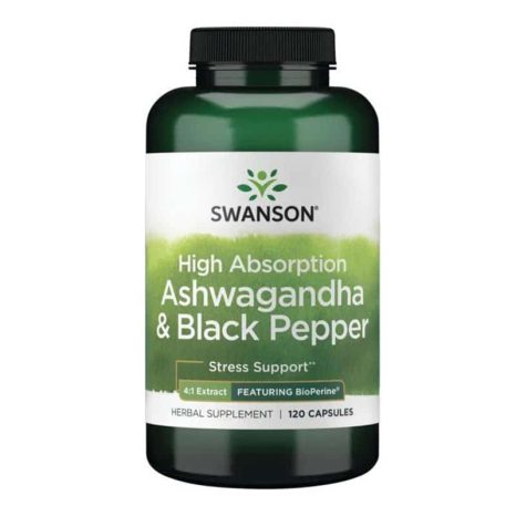 Ашваганда екстракт с Биоперин / High Absorption Ashwagandha & Black Pepper Swanson - 120 капсули