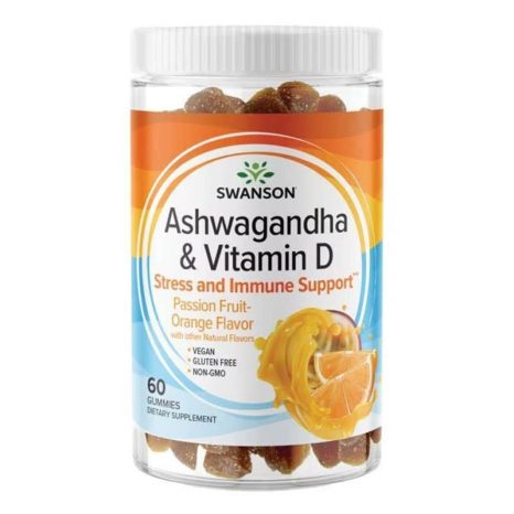 Ашваганда и витамин D / Ashwagandha & Vitamin D Swanson - 60 дъвчащи таблетки