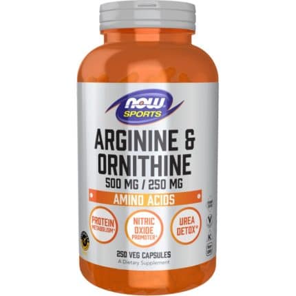Аргинин и Орнитин / Arginine & Ornithine 500/250 mg NOW Foods - 250 капсули