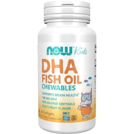 Рибено масло за деца / DHA 100 mg Kid's Chewable NOW Foods - 60 дъвчащи дражета