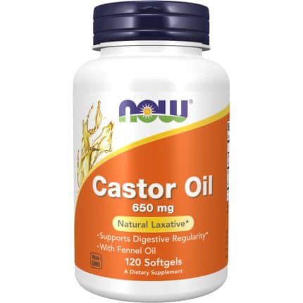 Рициново масло / Castor Oil 650 mg NOW Foods - 120 Гел капсули