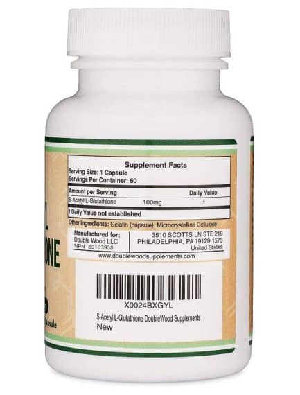 S-Ацетил-L-Глутатион / S-Acetyl-L-Glutathione 100 mg Double Wood Supplements - 60 капсули съдържание 1 - MagHerbs.com