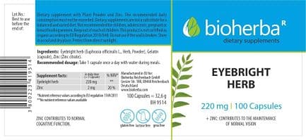 Очанка / Eyebright Herb 220 mg Bioherba - 100 капсули съдържание 1 - MagHerbs.com