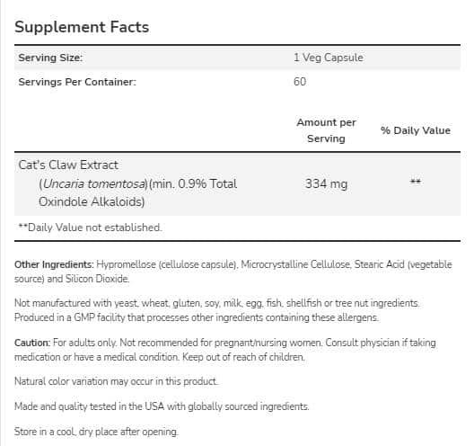 Екстракт от Котешки нокът / Cat's Claw Extract NOW Foods - 120 капсули ...