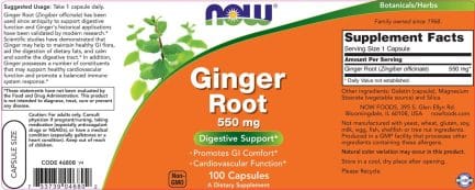 Джинджифил / Ginger Root 550 mg NOW Foods - 100 капсули съдържание 1 - MagHerbs.com