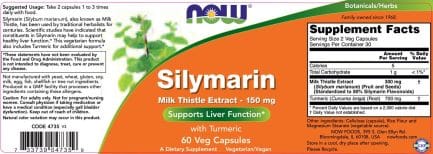 Бял Трън / Silymarin Milk Thistle Extract 150 mg NOW Foods - 60 капсули съдържание 1 - MagHerbs.com