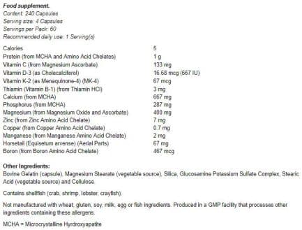 Хранителна добавка за здрави кости / Bone Strength NOW Foods - 240 капсули съдържание 1 - MagHerbs.com