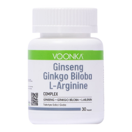 Женшен с Гинко билоба и L-Аргинин / Ginseng Ginkgo Biloba L-Arginine Voonka - 32 капсули