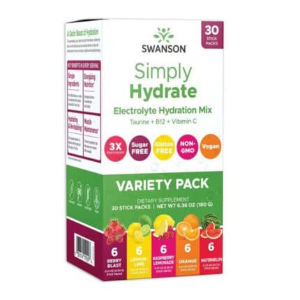 Хидратираща електролитна смес - микс от различни вкусове / Simply Hydrate Electrolyte Hydration Mix - Variety Pack Swanson - 30 сашета