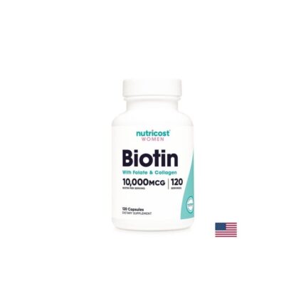 Биотин с Фолат и Колаген / Biotin with Folate & Collagen Nutricost - 120 капсули