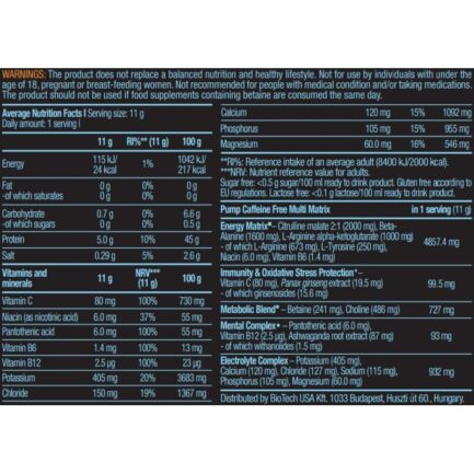 Предтренировъчна добавка за напомпване без кофеин / Pump Caffeine Free BIOTECH USA – 0.330 kg съдържание 1 - MagHerbs.com