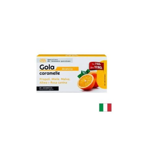 Билкови бонбони за гърло с вкус Портокал / Sanavita Gola caramelle Arancia Paladin Pharma - 24 броя