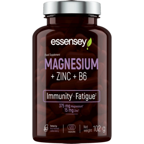 Магнезий, Цинк и Витамин B6 / Magnesium + Zinc + B6 ESSENSEY - 120 капсули