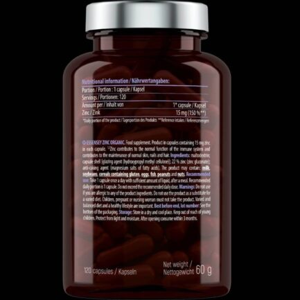 Цинк / Zinc Organic 15 mg ESSENSEY - 120 капсули съдържание 1 - MagHerbs.com