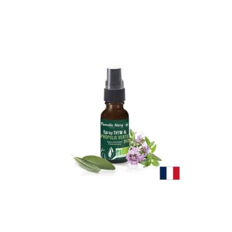 Спрей за гърло с мащерка, зелен прополис и градински чай / Spray Thym & Propolis Verte BIO Famille Mary - 20 ml