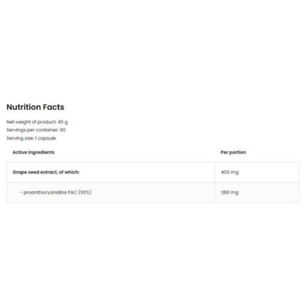 Екстакт от Гроздови семки / Grape Seed Extract 400 mg OstroVit - 90 капсули съдържание 1 - MagHerbs.com