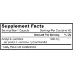 Ацетил L-Карнитин / Acetyl L-Carnitine 500 mg Jarrow Formulas - 60 капсули съдържание 1 - MagHerbs.com