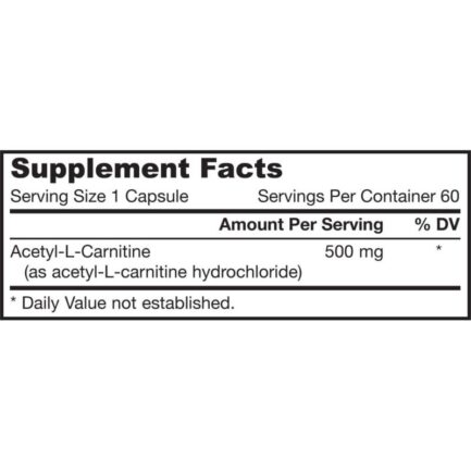 Ацетил L-Карнитин / Acetyl L-Carnitine 500 mg Jarrow Formulas - 60 капсули съдържание 1 - MagHerbs.com