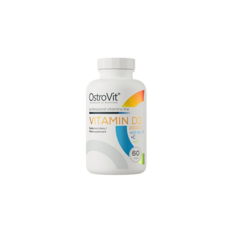 Витамин D3 2000 + K2 MK-7 / Vitamin D3 2000 + K2 MK-7 & Vitamin C + Zinc OstroVit - 60 капсули