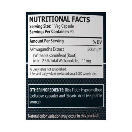 Ашваганда / Ashwagandha Extract 500 mg Pole Nutrition - 90 капсули съдържание 1 - MagHerbs.com