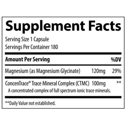 Магнезий бисглицинат / Magnesium Glycinate 120 mg Trace Minerals - 90 капсули съдържание 1 - MagHerbs.com
