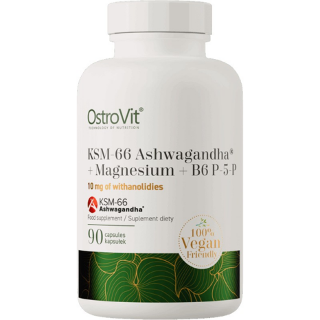 Aшваганда с Магнезий и Витамин B6 / KSM-66 Ashwagandha® + Magnesium + B6 P-5-P OstroVit - 90 капсули
