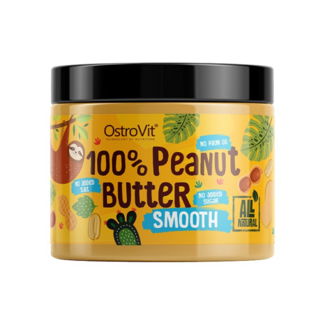 Гладко фъстъчено масло / 100% Peanut Butter Smooth OstroVit - 500 грама