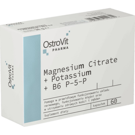 Магнезиев цитрат с Калий и Витамин B6 / Magnesium Citrate + Potassium + B6 P-5-P Blisters OstroVit - 60 капсули