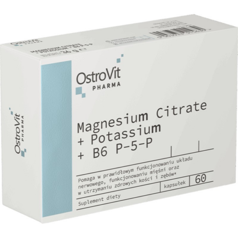 Магнезиев цитрат с Калий и Витамин B6 / Magnesium Citrate + Potassium + B6 P-5-P Blisters OstroVit - 60 капсули
