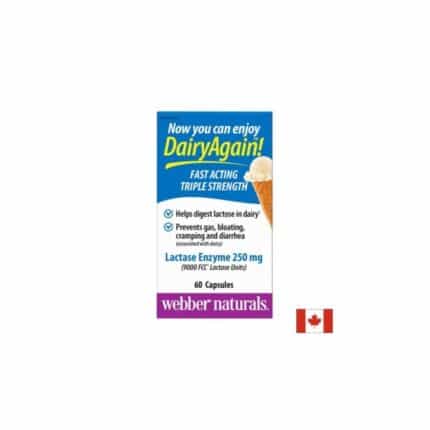 Лактаза ензим / Lactase Enzyme 250 mg Webber Naturals - 60 капсули